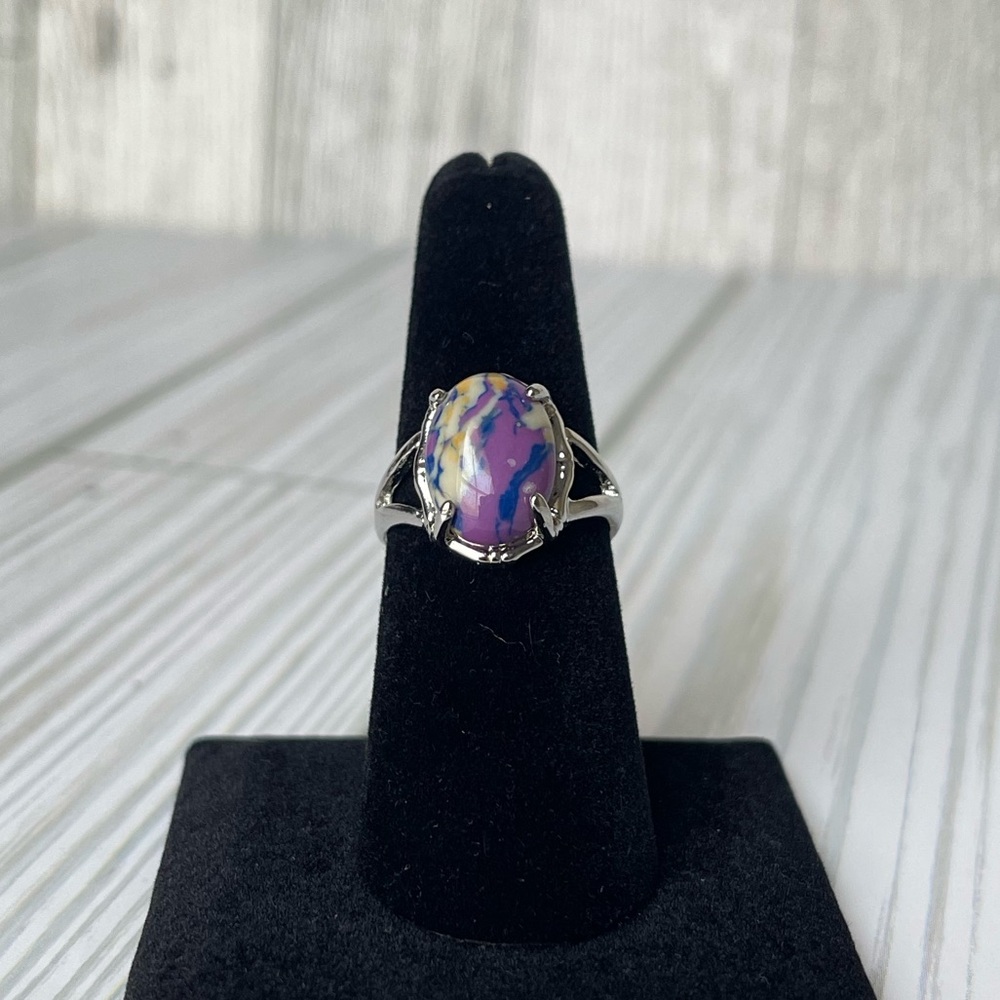 Purple Turquoise Marble Stone Ring